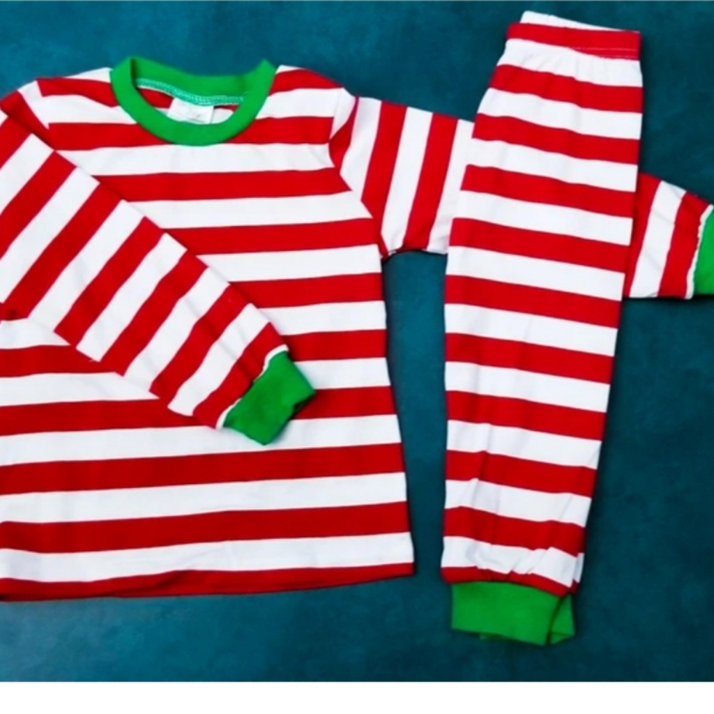 Boutique Xmas Striped Red White Long Sleeve Pants